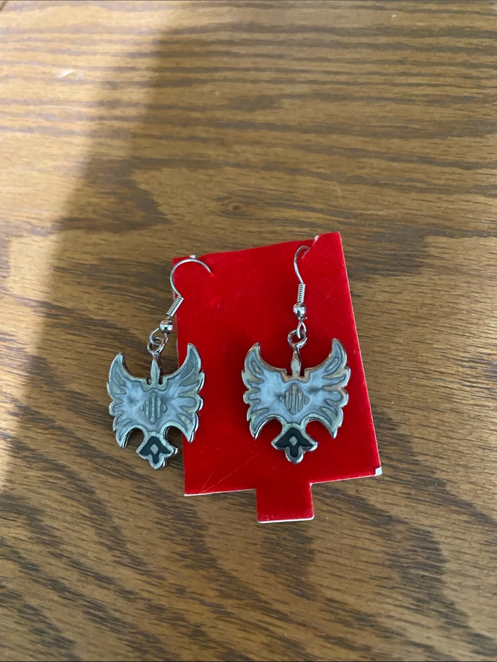 Silver Wing Motif Drop Earrings - Unbranded